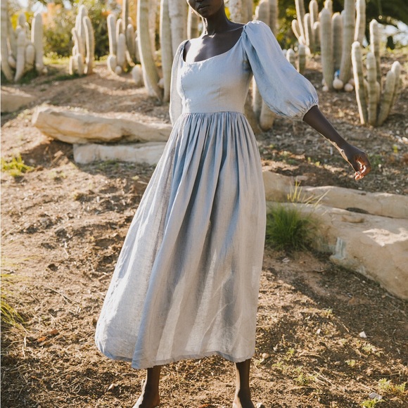 Kara Thoms Bellflower Dress in Chambray Linen- Size L - Picture 16 of 16